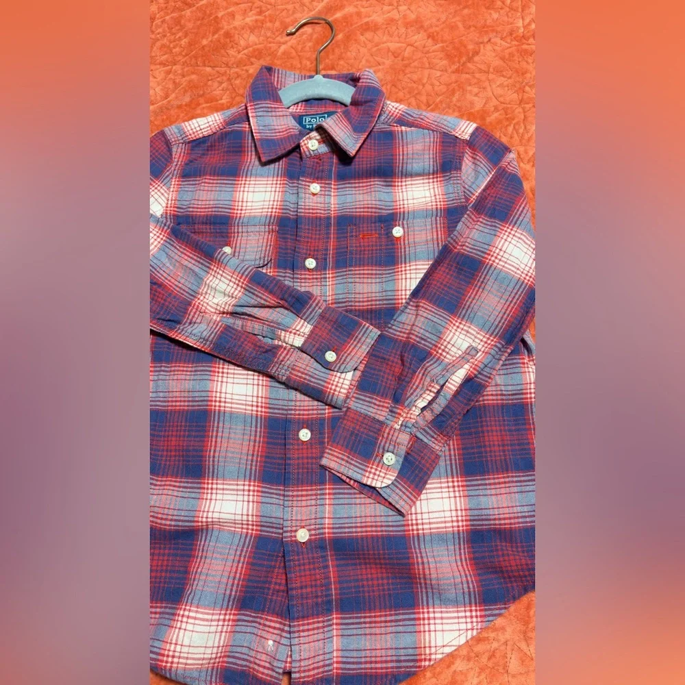 Polo Ralph Lauren Boys Shirt Size 5 Classic Plaid Long Sleeve Button Down